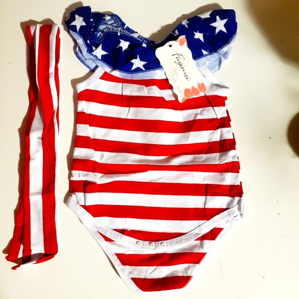 4th Of July American flag Onsie 3-6mons